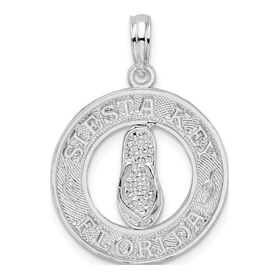 Sterling Silver Siesta Key Florida Flip-Flop Pendant