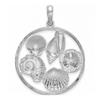 Sterling Silver Shells Circle Pendant – view 5