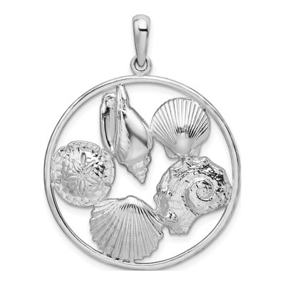 Sterling Silver Shells Circle Pendant
