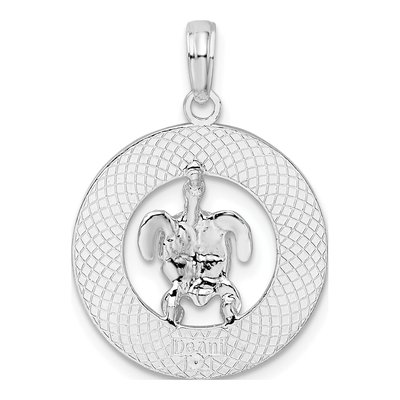 Sterling Silver Turtle Circle Pendant – view 4