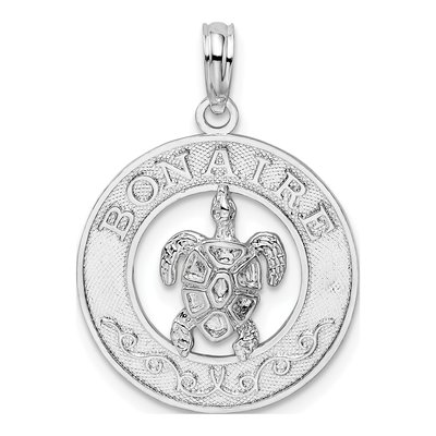 Sterling Silver Turtle Circle Pendant