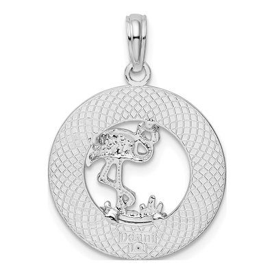 Sterling Silver Flamingo Circle Pendant – view 4