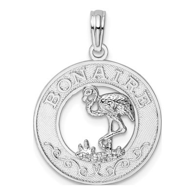 Sterling Silver Flamingo Circle Pendant