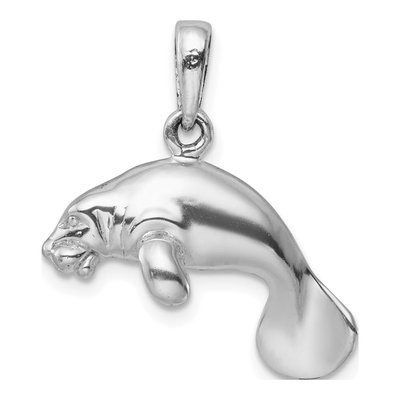 Sterling Silver 3D Manatee Pendant – view 4