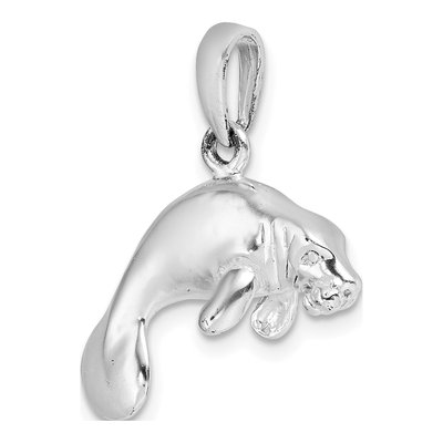 Sterling Silver 3D Manatee Pendant – view 5
