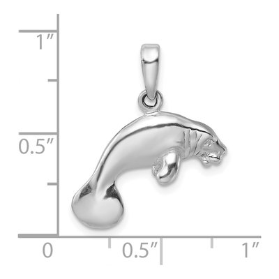 Sterling Silver 3D Manatee Pendant – view 6