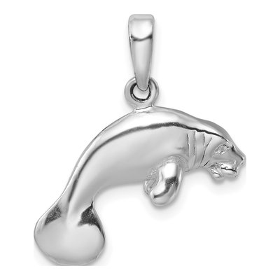Sterling Silver 3D Manatee Pendant