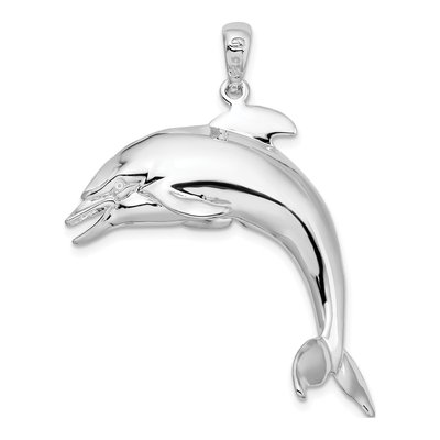 Sterling Silver 3D Jumping Dolphin Pendant – view 4