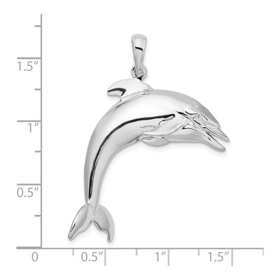 Sterling Silver 3D Jumping Dolphin Pendant – view 5