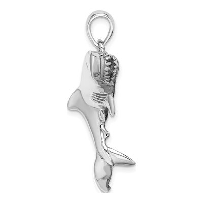 Sterling Silver 3D Swimming Shark Pendant – view 3