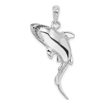 Sterling Silver 3D Swimming Shark Pendant – view 4