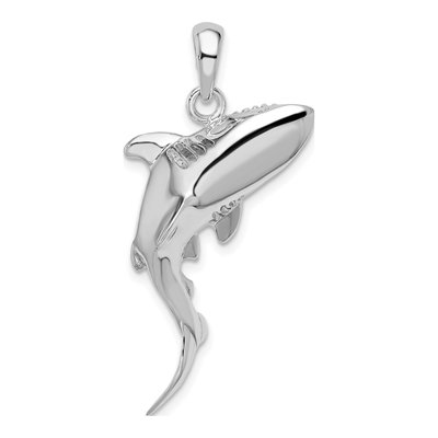 Sterling Silver 3D Swimming Shark Pendant
