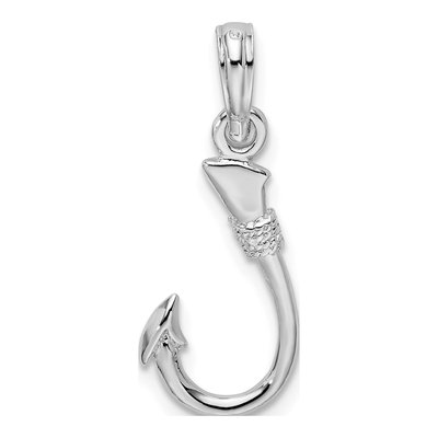 Sterling Silver 3D Fish Hook Pendant – view 4