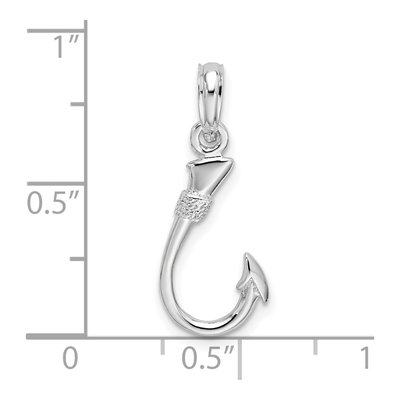 Sterling Silver 3D Fish Hook Pendant – view 5