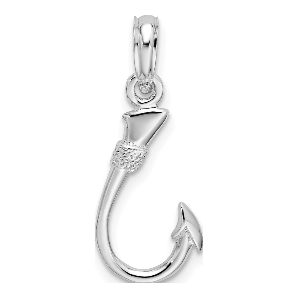 Sterling Silver 3D Fish Hook Pendant