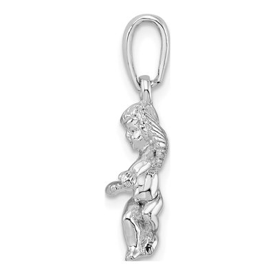 Sterling Silver 3D Guardian Angel Pendant – view 3