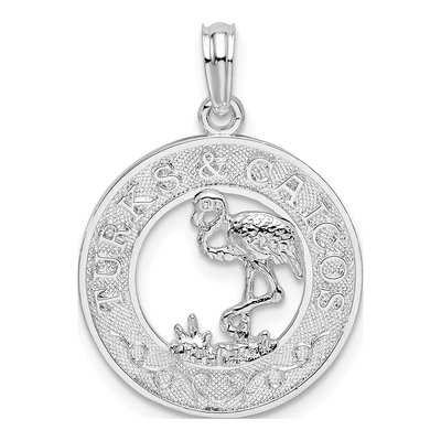 Sterling Silver Turks Caicos Flamingo Pendant
