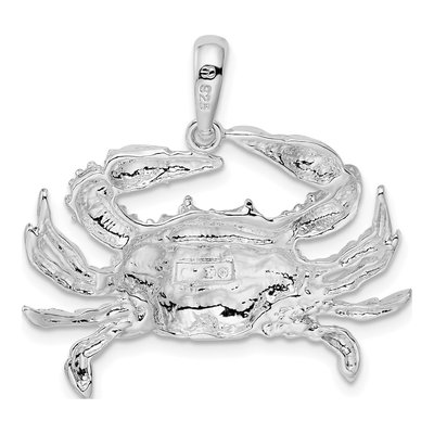 Sterling Silver Blue Crab Pendant – view 4