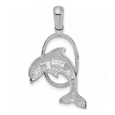 Sterling Silver Dolphin Jumping Hoop Pendant – view 4