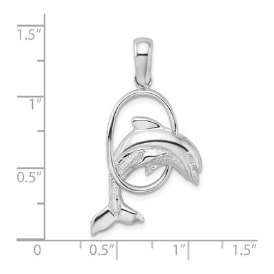 Sterling Silver Dolphin Jumping Hoop Pendant – view 5