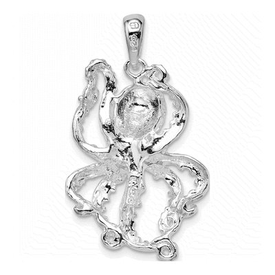 Sterling Silver Textured Octopus Pendant – view 4