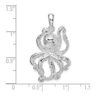 Sterling Silver Textured Octopus Pendant – view 5