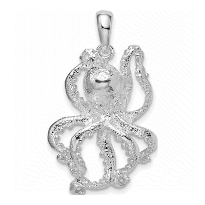 Sterling Silver Textured Octopus Pendant