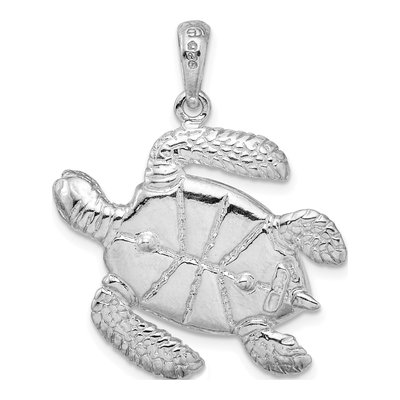 Sterling Silver 3D Sea Turtle Pendant – view 4