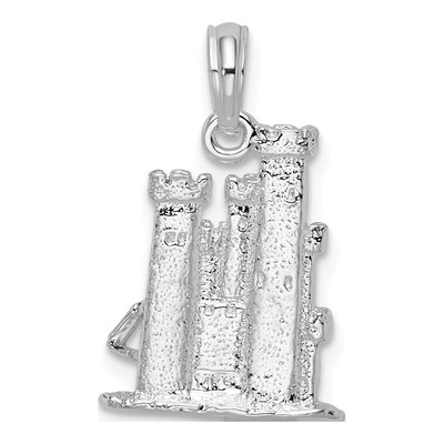 Sterling Silver 3D Sandcastle Pendant – view 4