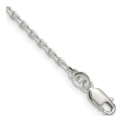 Sterling Silver 2mm Beveled Oval Cable Chain Bracelet