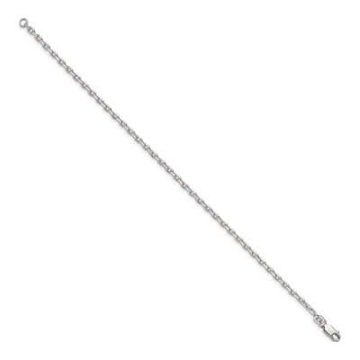 Sterling Silver 2.75mm Beveled Oval Cable Chain Bracelet – view 2