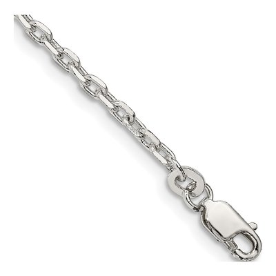 Sterling Silver 2.75mm Beveled Oval Cable Chain Bracelet