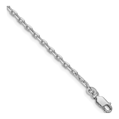 Sterling Silver 2.75mm Beveled Oval Cable Chain Bracelet