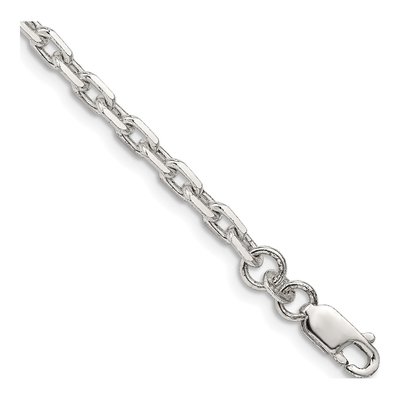 Sterling Silver 3.95mm Beveled Oval Cable Chain Bracelet