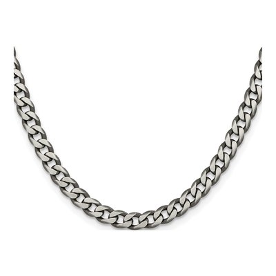 Sterling Silver 6mm Antiqued Curb Chain – view 2