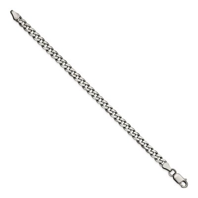 Sterling Silver 6mm Antiqued Curb Chain Bracelet – view 2