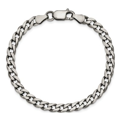 Sterling Silver 6mm Antiqued Curb Chain Bracelet – view 4