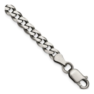 Sterling Silver 6mm Antiqued Curb Chain Bracelet