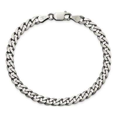 Sterling Silver 6mm Antiqued Curb Chain Bracelet – view 3