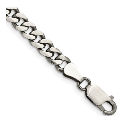 Sterling Silver 6mm Antiqued Curb Chain Bracelet
