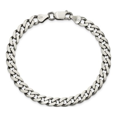 Sterling Silver 6.5mm Antiqued Curb Chain Bracelet – view 3
