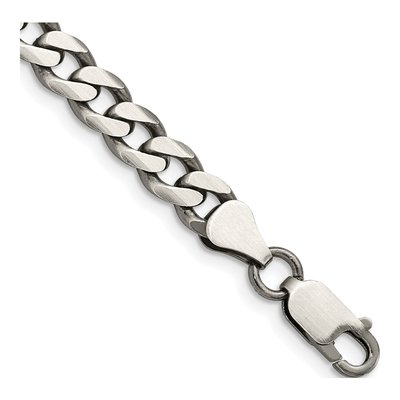 Sterling Silver 6.5mm Antiqued Curb Chain Bracelet