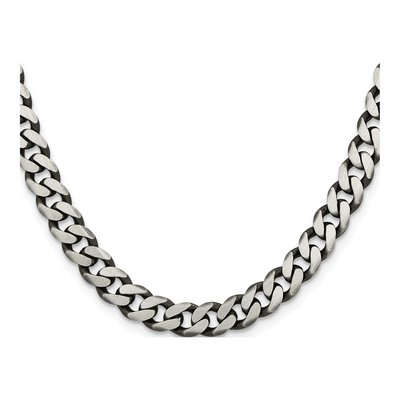 Sterling Silver 7.5mm Antiqued Curb Chain – view 2