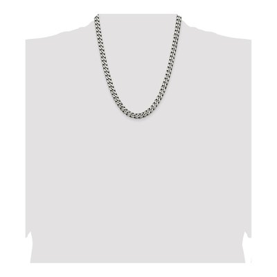 Sterling Silver 7.5mm Antiqued Curb Chain – view 4