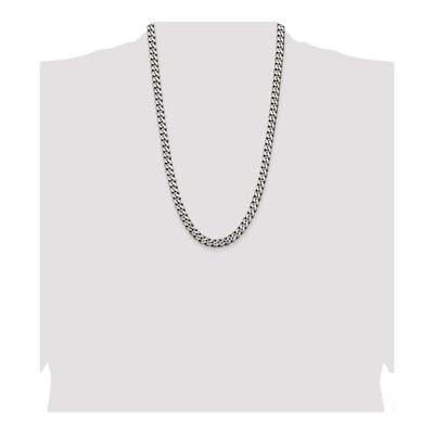Sterling Silver 7.5mm Antiqued Curb Chain – view 4