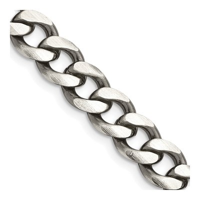Sterling Silver 7.5mm Antiqued Curb Chain