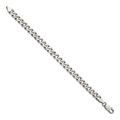 Sterling Silver 7.5mm Antiqued Curb Chain Bracelet – view 2