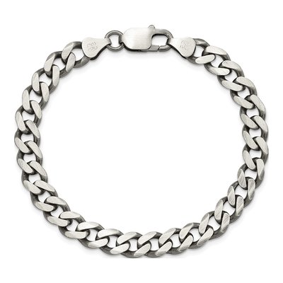 Sterling Silver 7.5mm Antiqued Curb Chain Bracelet – view 3