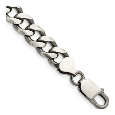 Sterling Silver 7.5mm Antiqued Curb Chain Bracelet