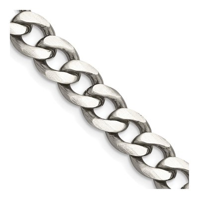 Sterling Silver 8.3mm Antiqued Curb Chain